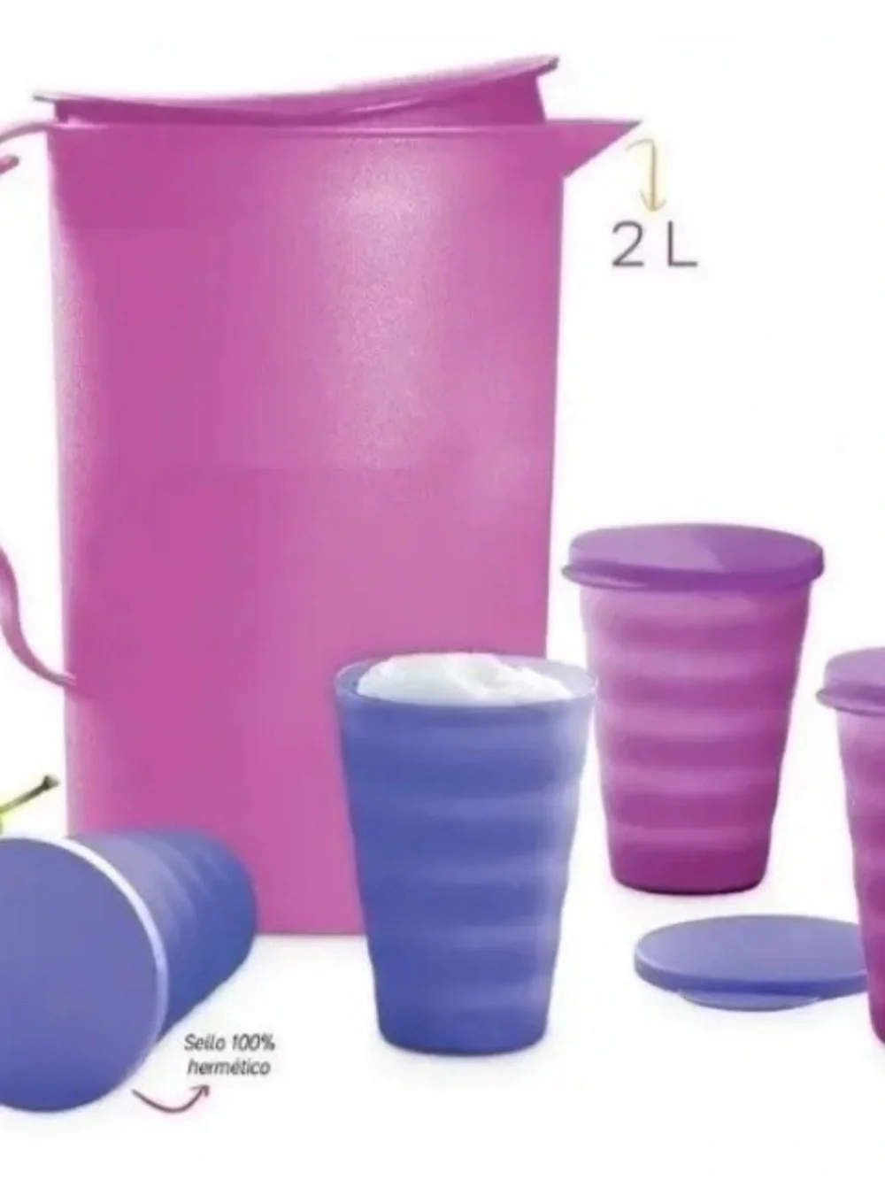 Tupperware Heritage Pitcher ( 2 L) & 4 Tumbler Set With Lids